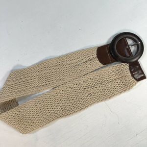 Old Navy Braided Cord Belt Women’s XS/ Small Wood Leather Cotton 3” Wide